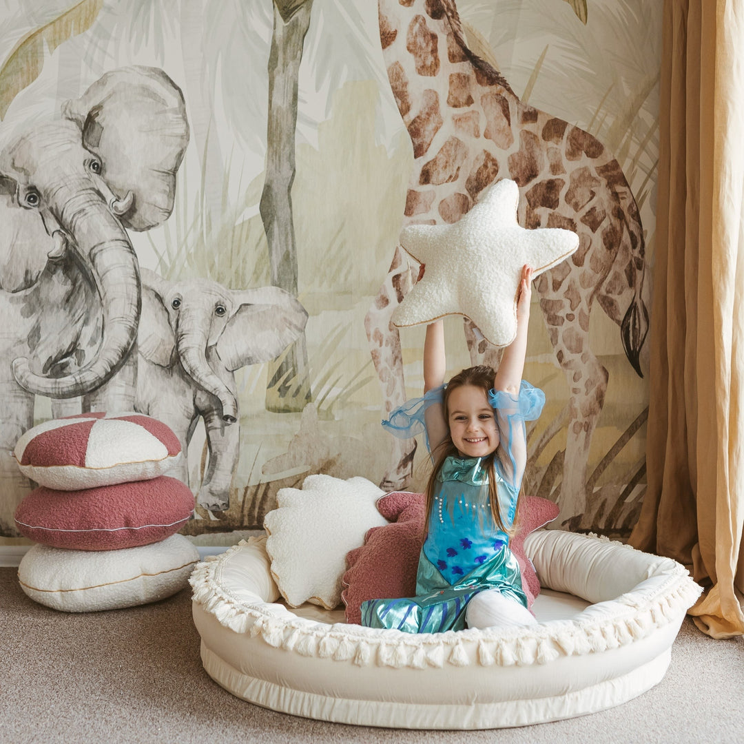 Large Round Nest Play Mat &amp; Kids Lounger – Ecru, 110 cm