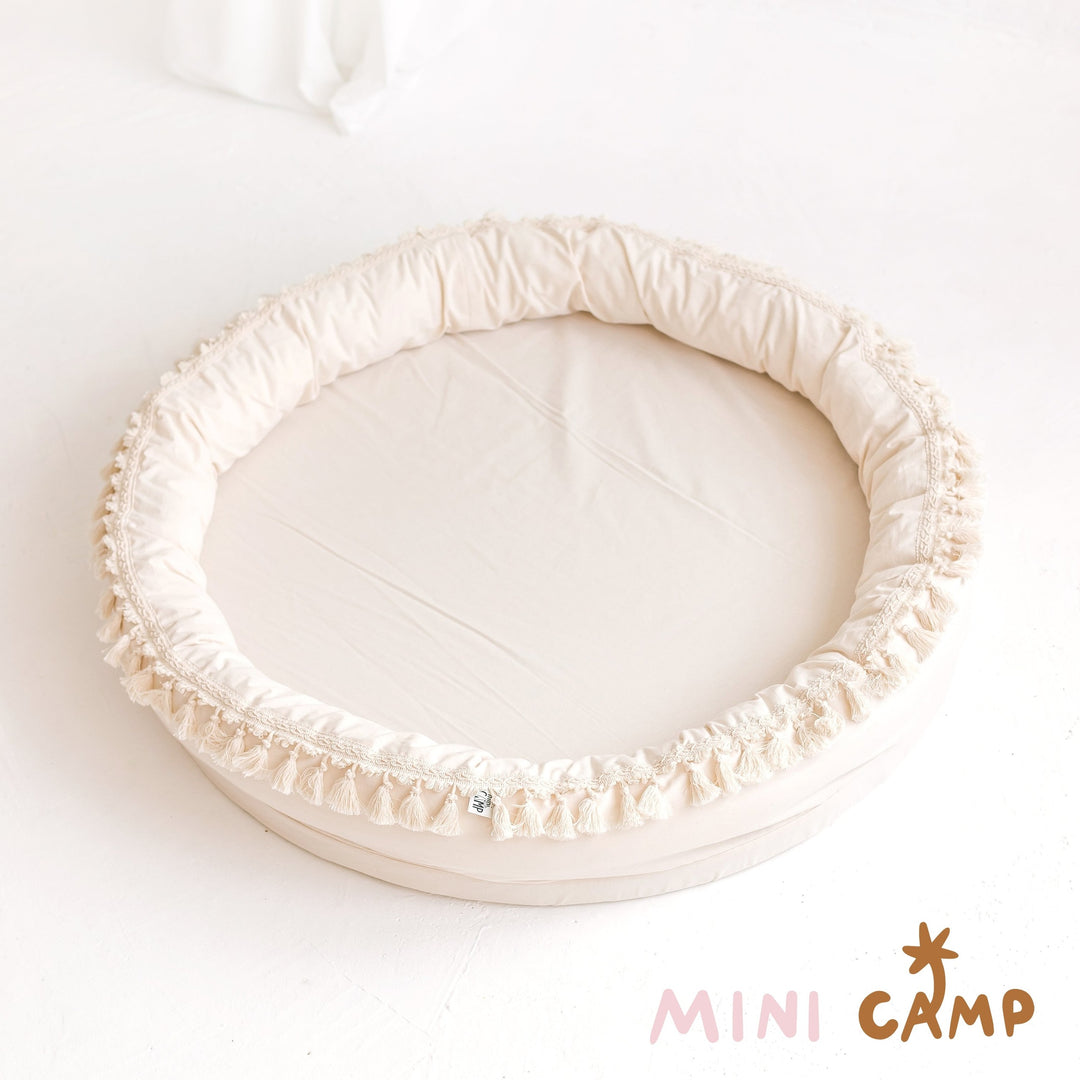 Large Round Nest Play Mat &amp; Kids Lounger – Ecru, 110 cm