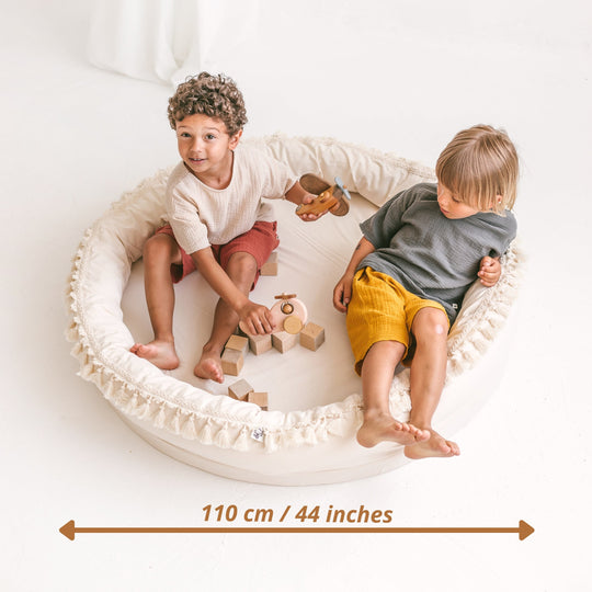 Large Round Nest Play Mat &amp; Kids Lounger – Ecru, 110 cm