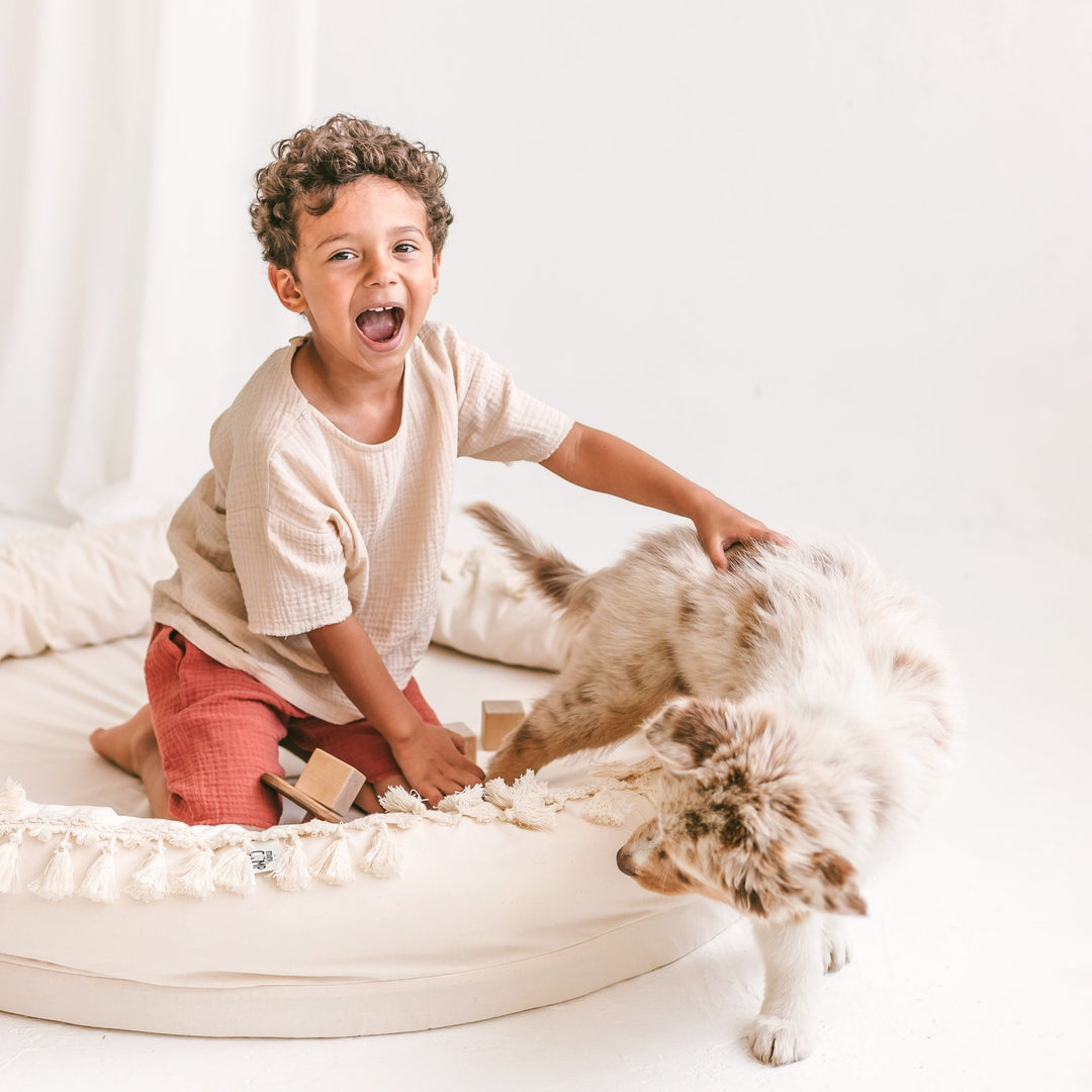 Large Round Nest Play Mat &amp; Kids Lounger – Ecru, 110 cm