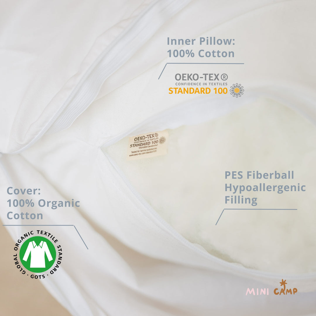 Long Maternity Body Pillow with Organic Cotton Cover – White, 145 cm