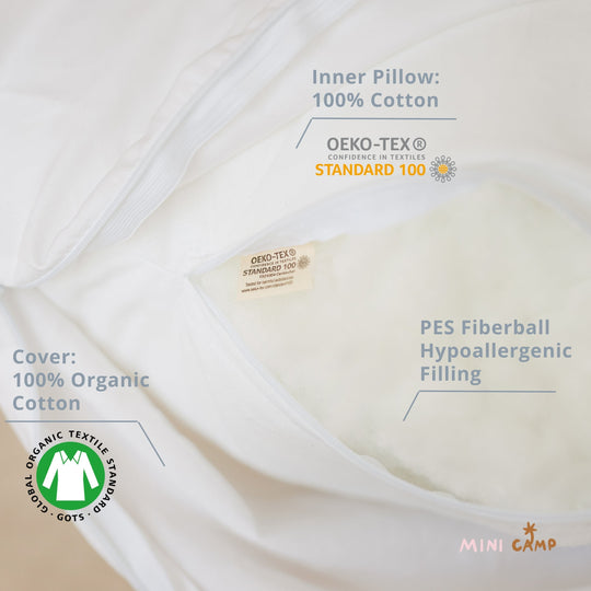 Long Maternity Body Pillow with Organic Cotton Cover – White, 145 cm