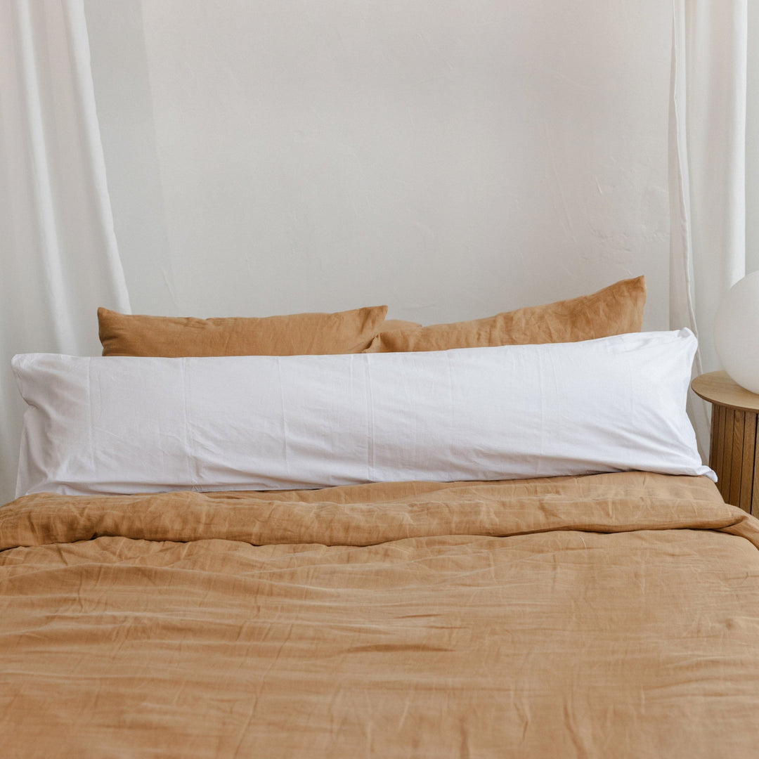 Long Maternity Body Pillow with Organic Cotton Cover – White, 145 cm