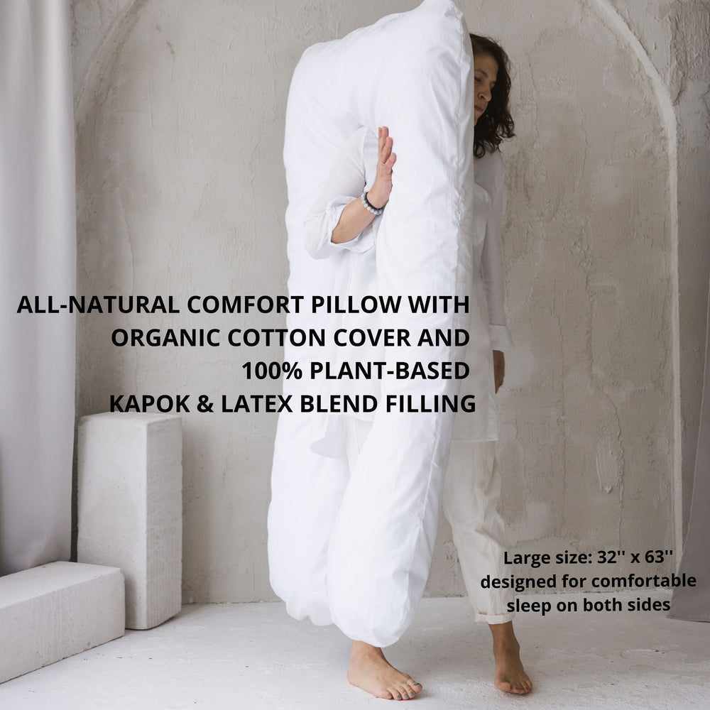 U-Shaped Body Pillow with Organic Cotton Cover – White