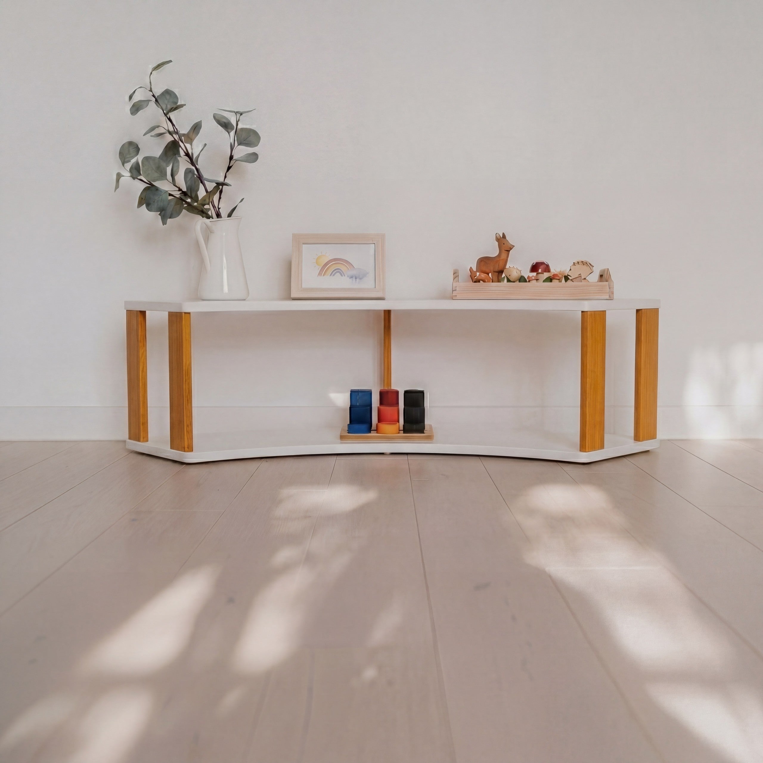 Modular Montessori Shelf Arch - 2 Shelves - White/brownish oil