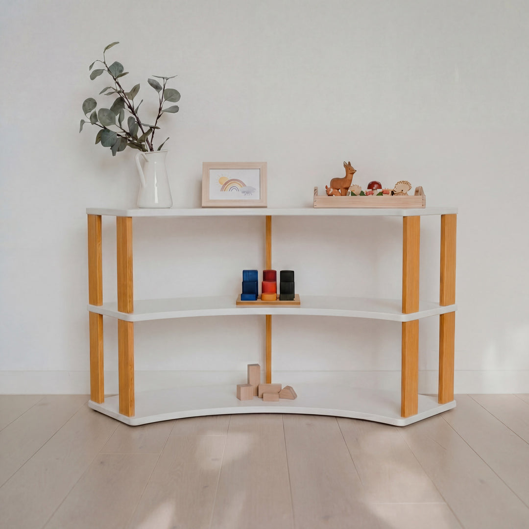 Modular Montessori Shelf Arch - 3 Shelves - White/brownish oil