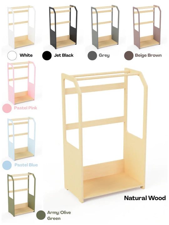 Montessori Wooden Clothes Drying Rack with Green Storage