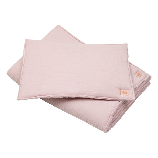 Muslin Baby Blanket + Pillow Set - Baby Pink