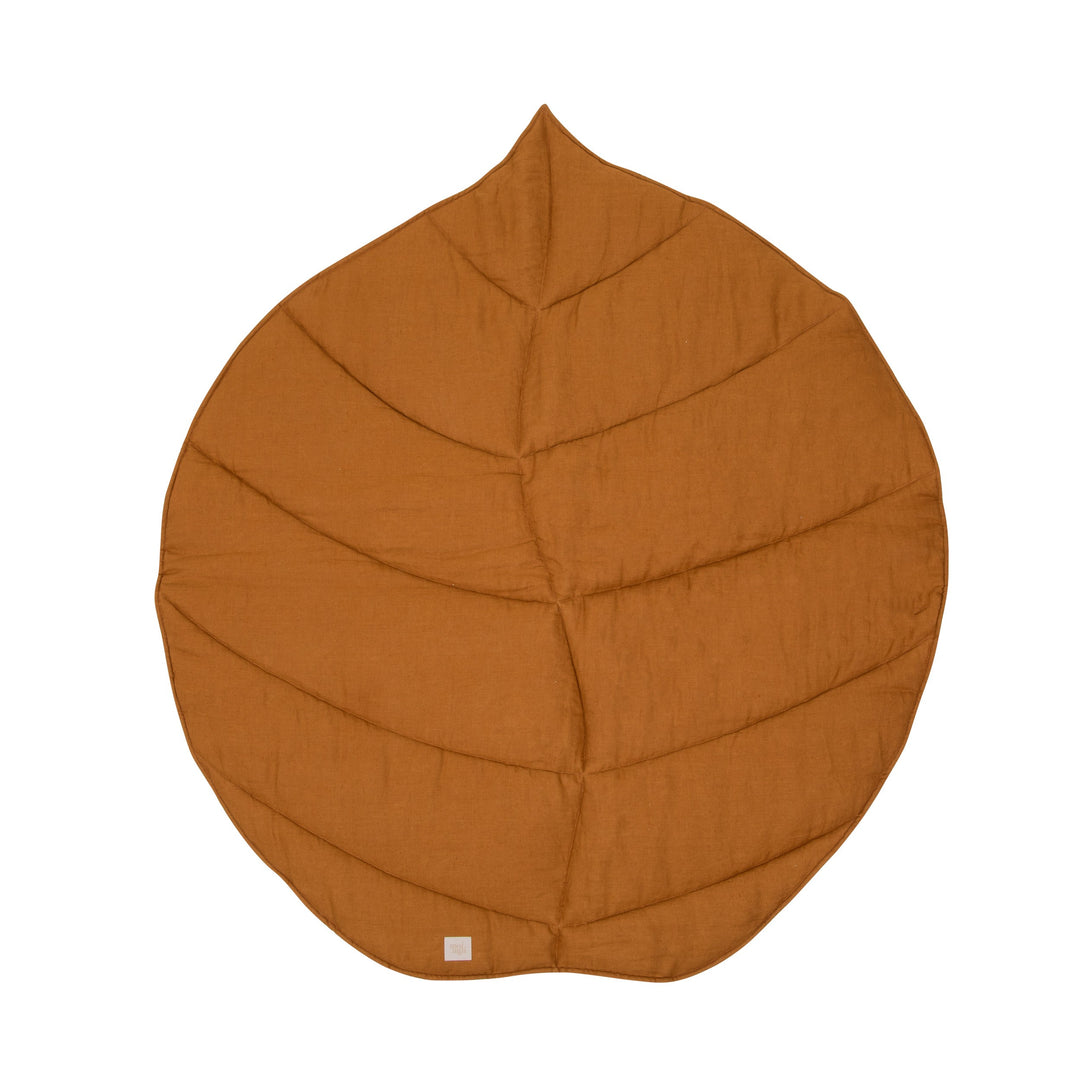 Organic Cotton and Linen Leaf Playmat - Caramel
