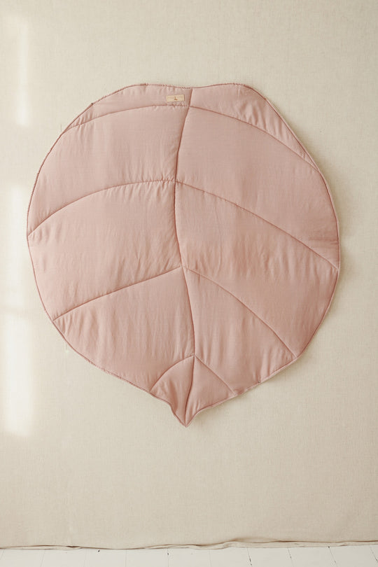 Organic Cotton and Linen Leaf Playmat - Powder Pink