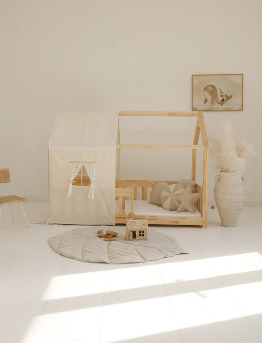 Organic Cotton and Linen Leaf Playmat - Sand