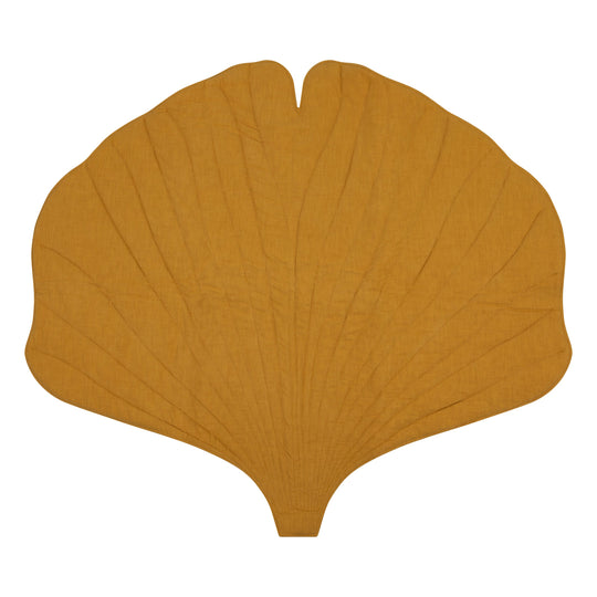 Organic Cotton and Linen Ginkgo Leaf Playmat - Mango