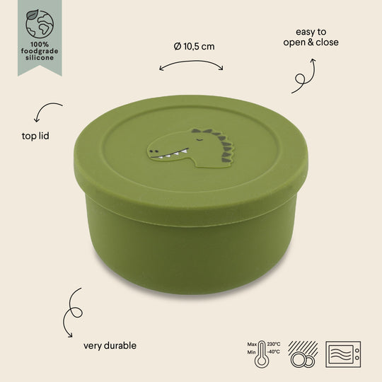 Silicone Snack Container with Lid - Mr. Dino