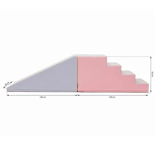 Soft Play Step and Slide Set - Pink &amp; Beige Gray