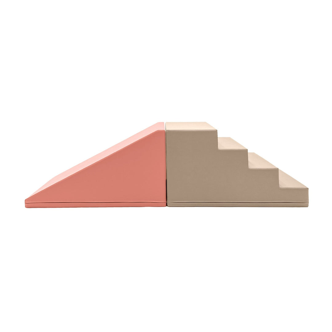 Soft Play Step and Slide Set - Pink &amp; Beige Gray