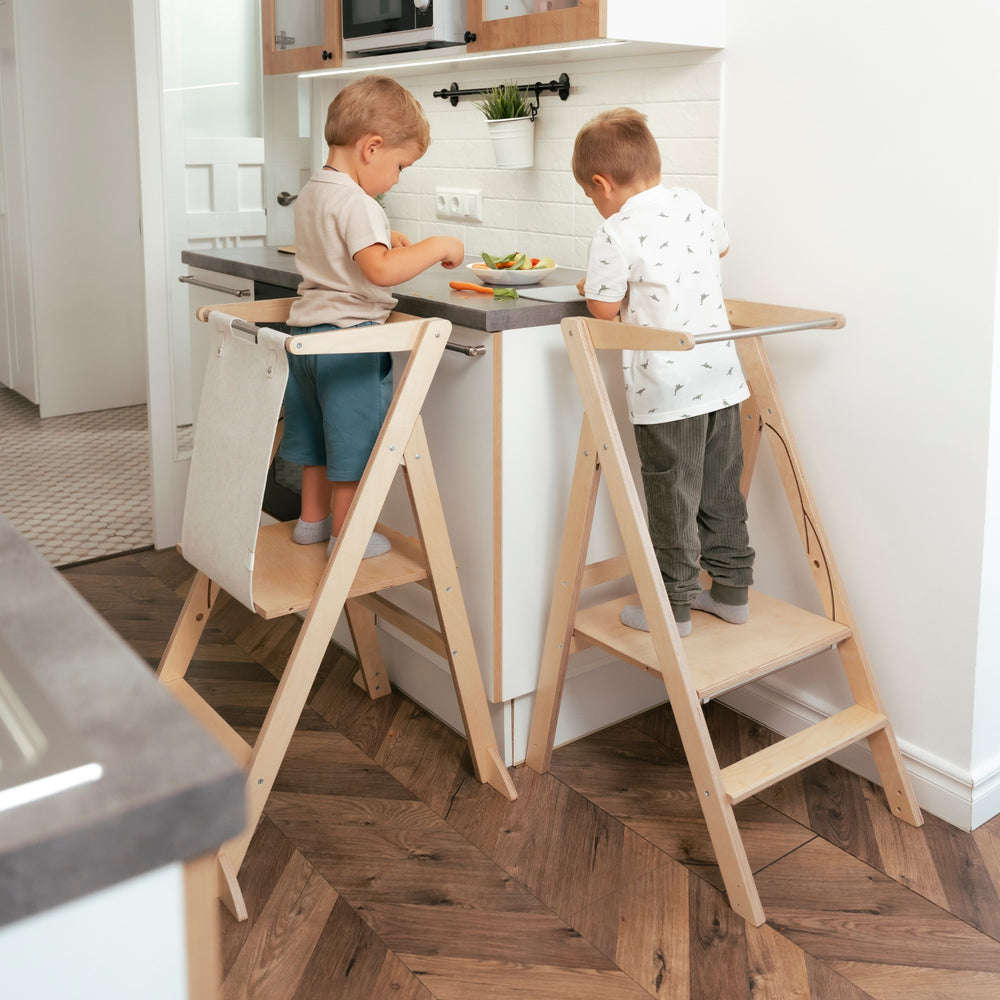 STEP'n'FOLD Foldable Helper Tower - Natural Wood