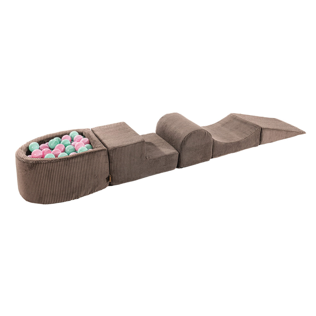 MeowBaby® Playset with Small Ball Pit - Brown &amp; Pastel Pink/Mint