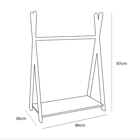 Tipi Clothing Rack For Children - Large Natural Wood