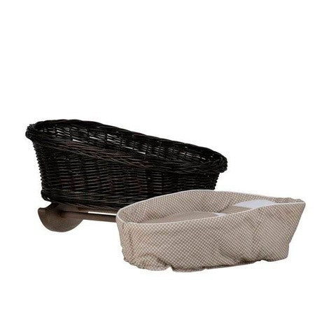 Wicker Rocking Cradle Mimi Dark - Beige Bedding