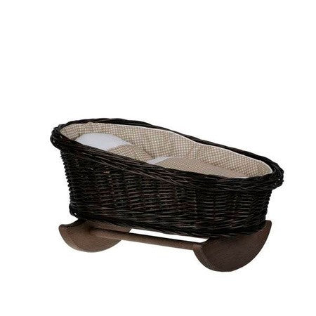 Wicker Rocking Cradle Mimi Dark - Beige Bedding