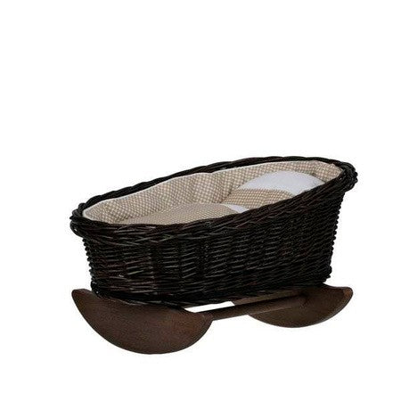 Wicker Rocking Cradle Mimi Dark - Beige Bedding