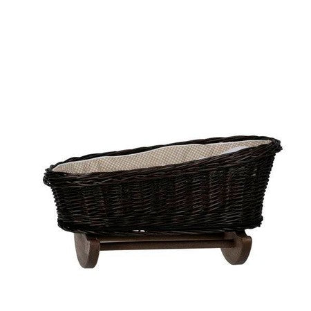 Wicker Rocking Cradle Mimi Dark - Beige Bedding