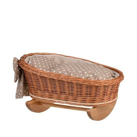 Wicker Rocking Cradle Mimi Natural - Beige Bedding