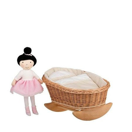 Wicker Rocking Cradle Mimi Natural - White Bedding