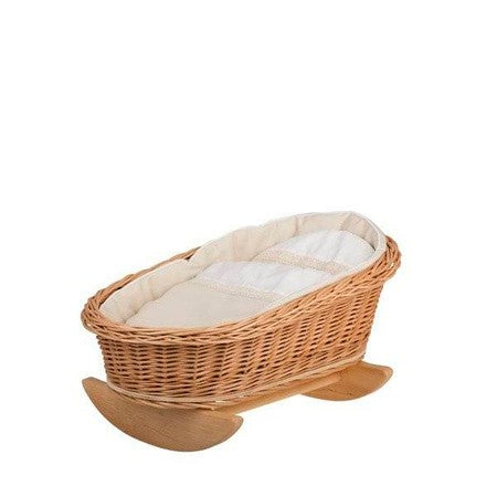Wicker Rocking Cradle Mimi Natural - White Bedding