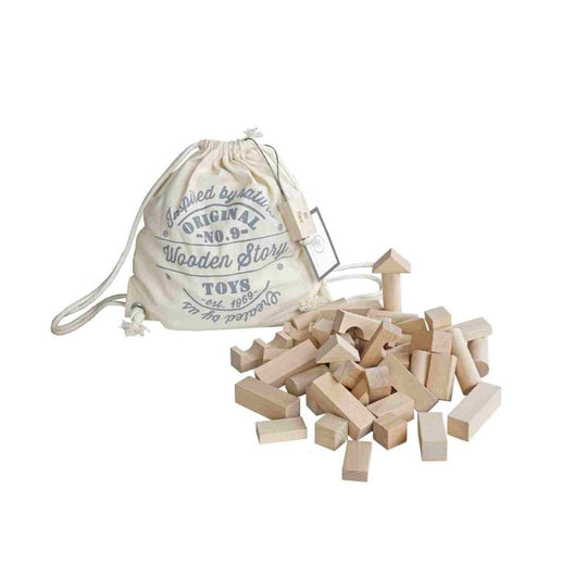 Wooden Blocks in a Bag – Natural, 100 Pieces