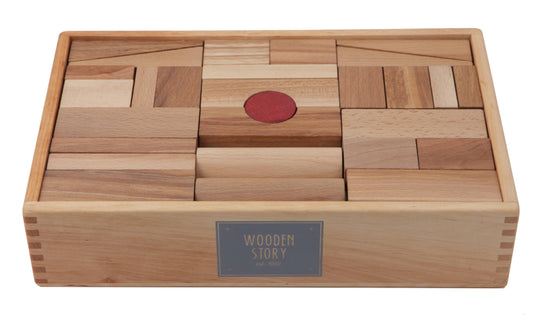 Wooden Blocks in a Box – Natural, 63 pieces