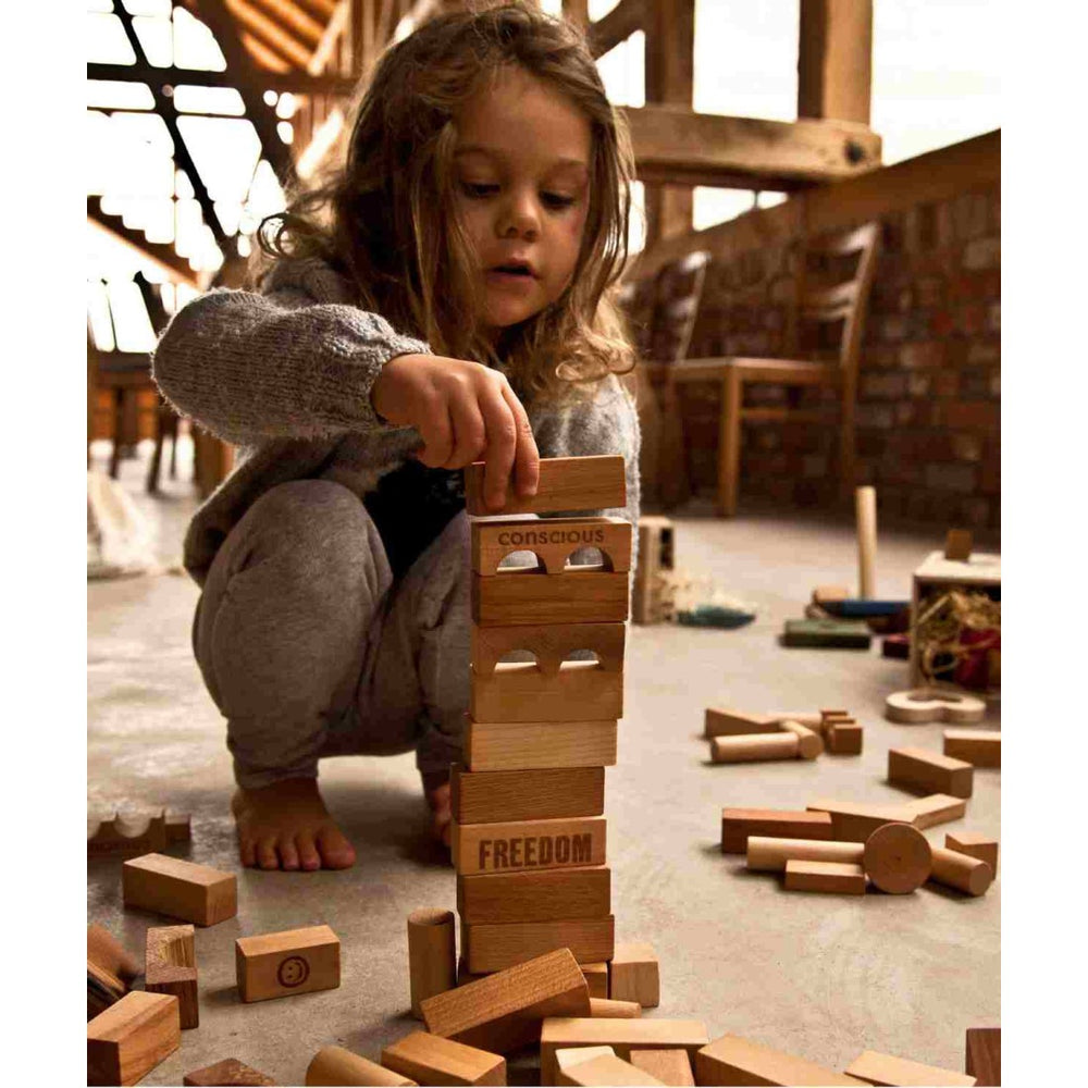 Wooden Blocks in a Box – Natural, 63 pieces