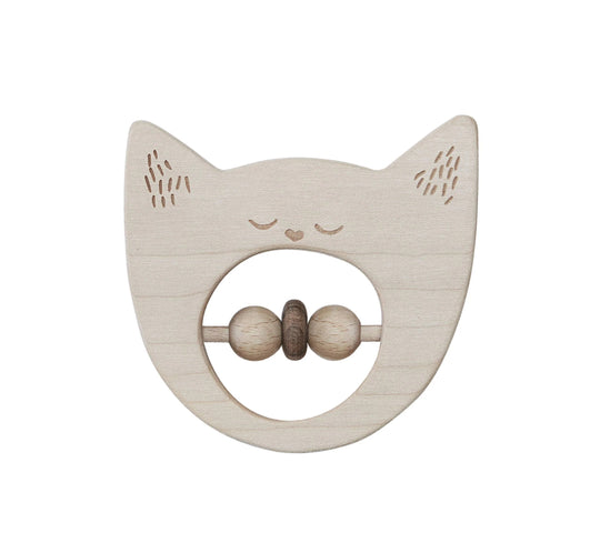 Wooden Rattle - Cat