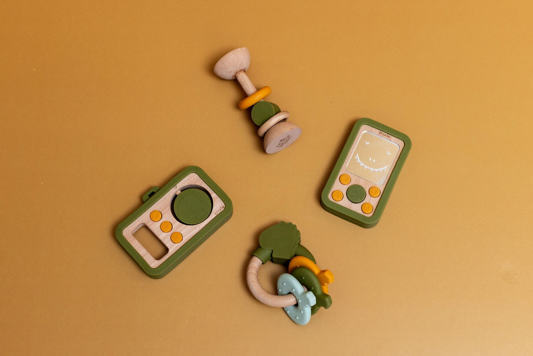 Wooden Silicone Baby Camera - Mr. Dino