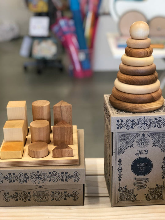 Houten vormensorteerblokken - Naturel XL